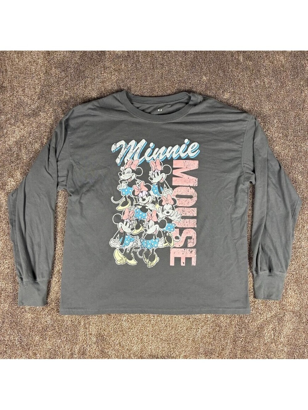 Disney Minnie Mouse Long Sleeve Shirt Womens Size XLarge Grey